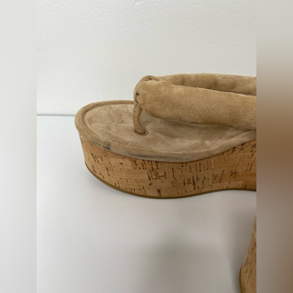 Veronica Beard Tan Wedge Platform Sandals worn once - Picture 7 of 9
